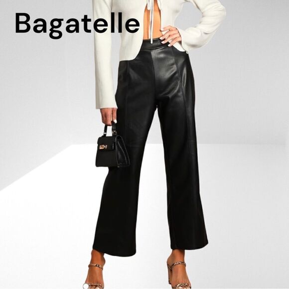 Bagatelle Collection l Black l Pull on l Leather Pants l Back pockets l L l EUC - Picture 1 of 8